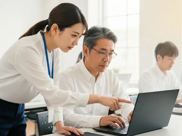 インストラクターが個別指導する様子